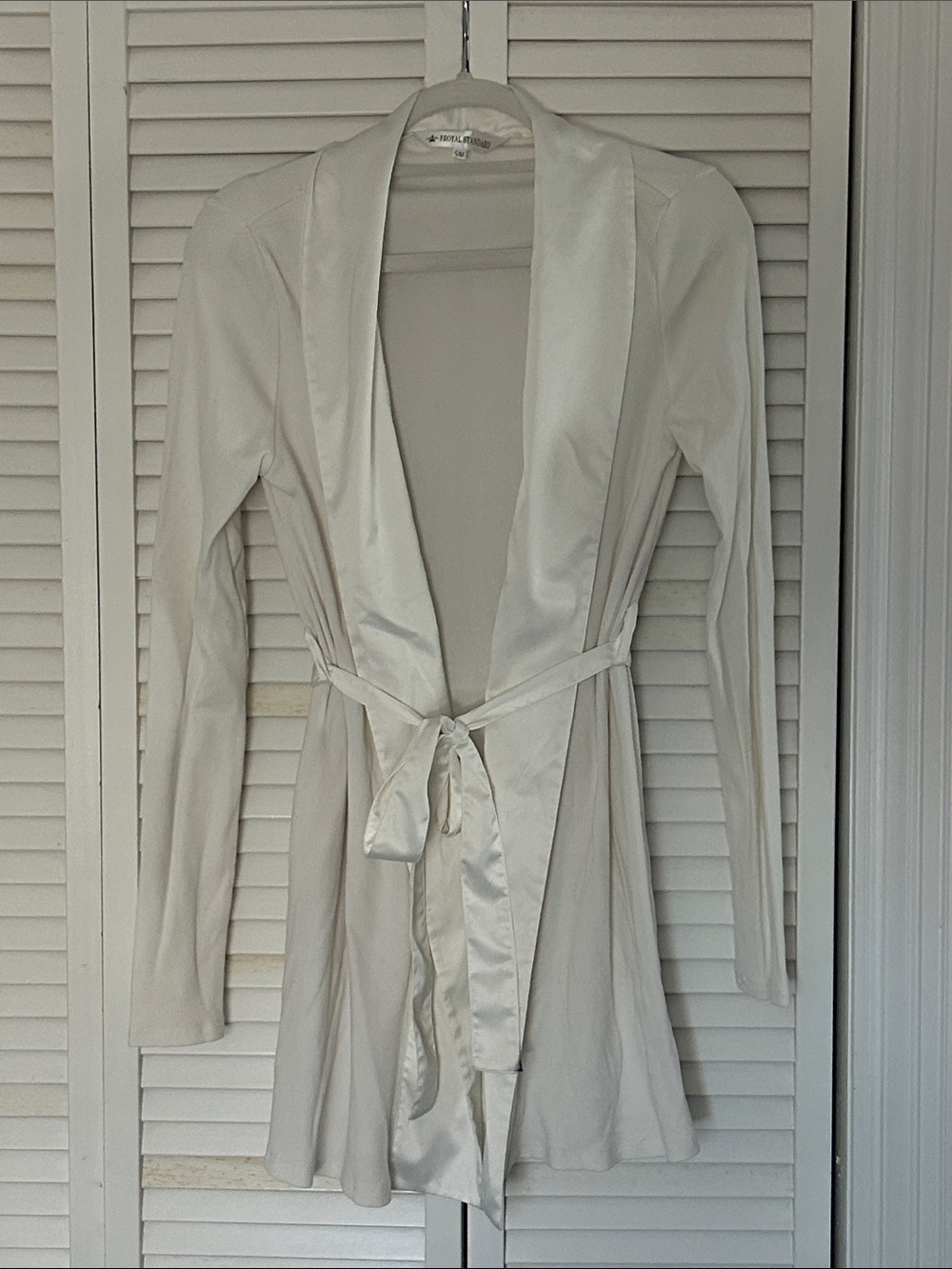 The Royal Standard Satin-Trim White Robe with Self Tie Belt